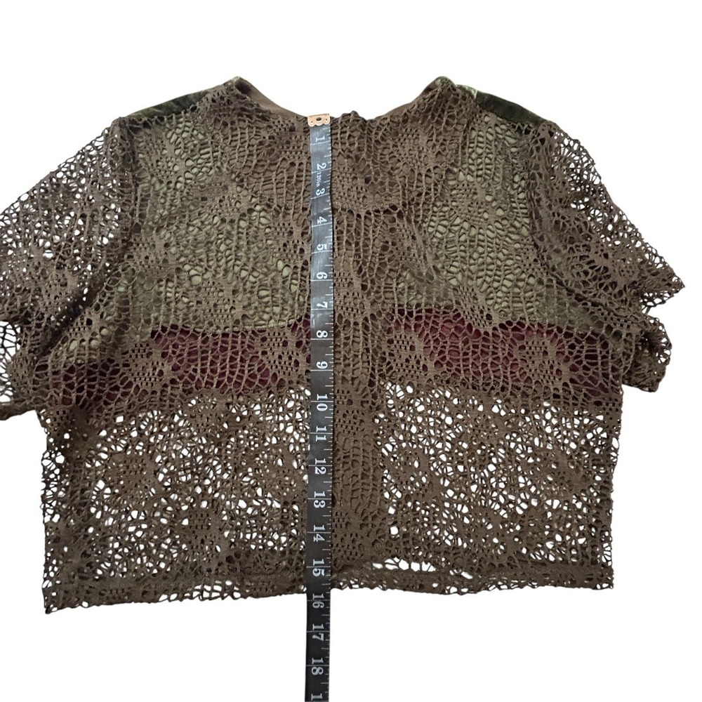 Open Knit Cardigan Womens Sz M Forrest goblin fairy Grunge BoHo Festival velvet - Picture 7 of 9